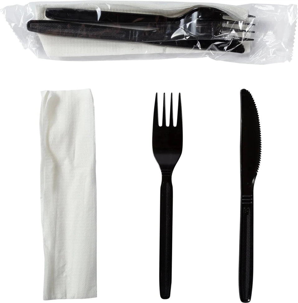 Hy-Stix - 3 In 1 Black Cutlery Kit, 250/Cs - HSMK-31-500