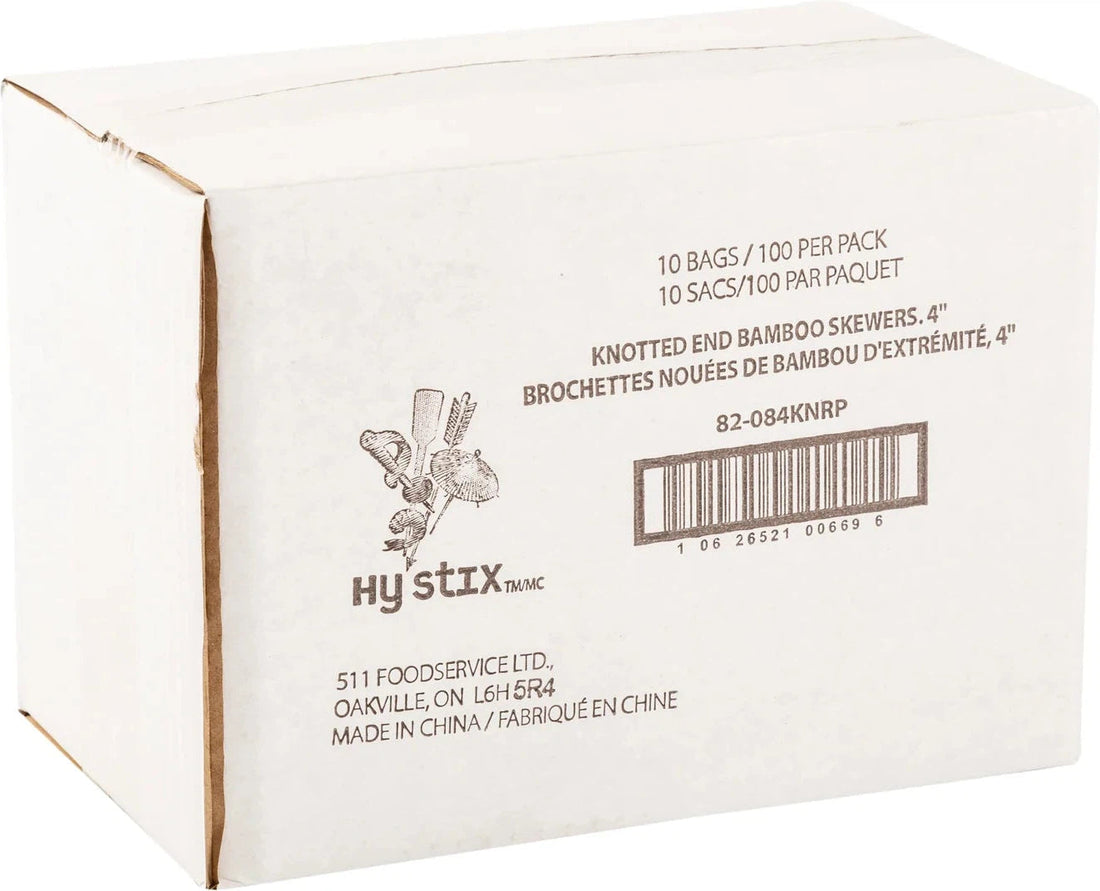 Hy-Stix - 4" Bamboo Knotted Skewer, 1000/Cs - 82-084KN-RP