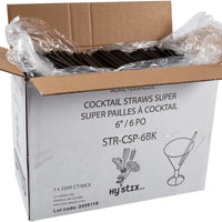 Hy-Stix - 6" Black Milk Shake Super Straw , 1/2500/Pk - STR-CSP-6BK