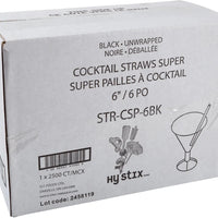 Hy-Stix - 6" Black Milk Shake Super Straw , 1/2500/Pk - STR-CSP-6BK
