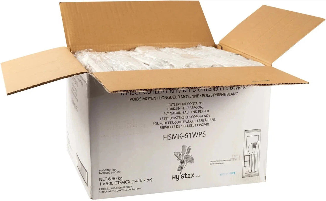 Hy-Stix - 6 Pc PP White Meal Kit ,500/Cs - HSMK-61WPS