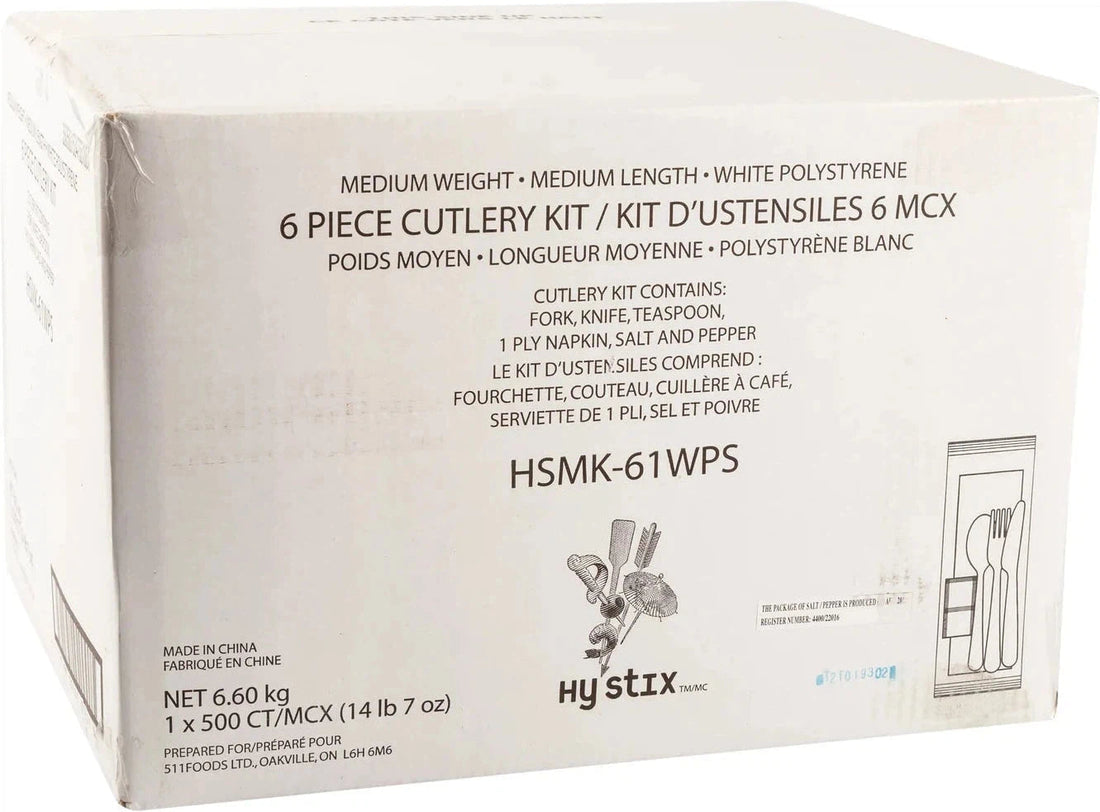 Hy-Stix - 6 Pc PP White Meal Kit ,500/Cs - HSMK-61WPS