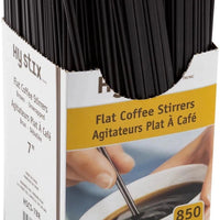 Hy-Stix - 7" Plastic Brown Flat Coffee Stirrer, 850/Box - HSCS-7BR