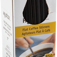 Hy-Stix - 7" Plastic Brown Flat Coffee Stirrer, 850/Box - HSCS-7BR