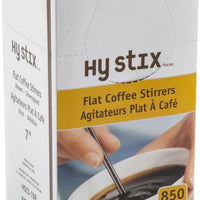 Hy-Stix - 7" Plastic Brown Flat Coffee Stirrer, 850/Box - HSCS-7BR