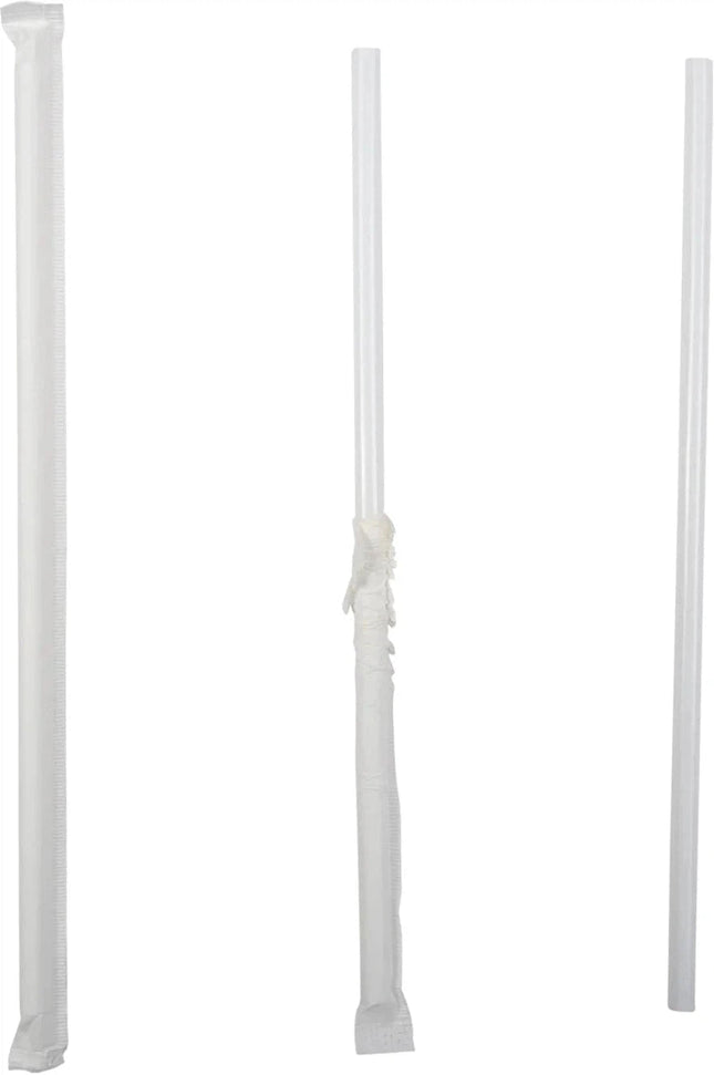 Hy-Stix - 8" Paper Wrapped White Milk Shake Straw, 400/Bx - STR-MS-8WT-PW