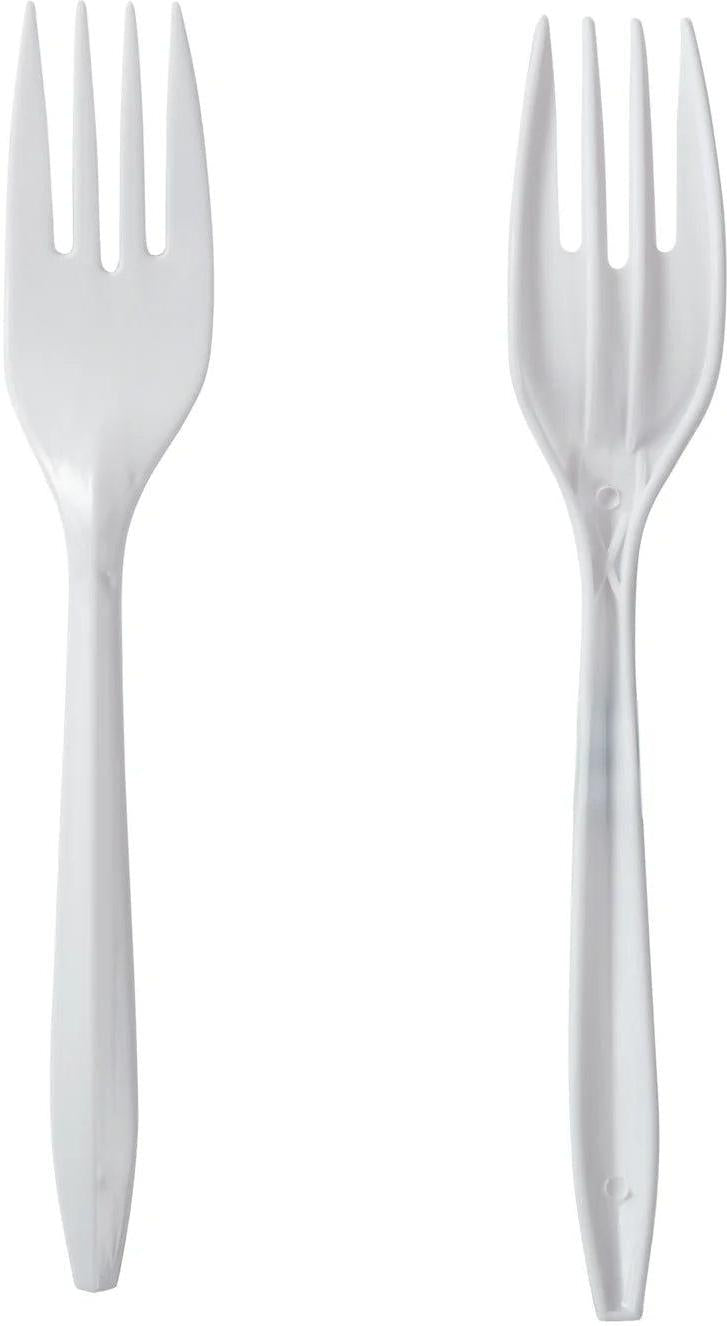 Hy Stix - Polypropylene White Heavy Weight Individually Wrapped Forks, 1000/Cs - P1505FW