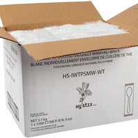 Hy-Stix - White Individually Wrapped Teaspoon, 1000/Cs - HS-IWTPSMW-WT