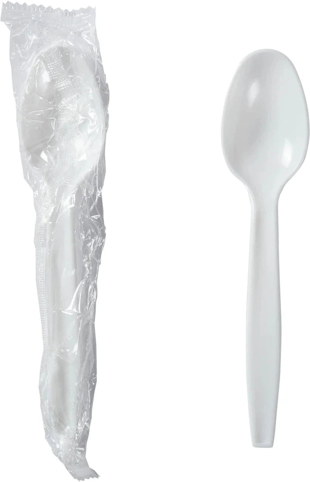 Hy-Stix - White Individually Wrapped Teaspoon, 1000/Cs - HS-IWTPSMW-WT