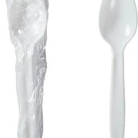 Hy-Stix - White Individually Wrapped Teaspoon, 1000/Cs - HS-IWTPSMW-WT