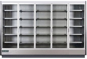 Hydra-Kool - Gray & Silver Five Section Remote Merchandiser Refrigerator With Swing Door - KGV-MD-5-R
