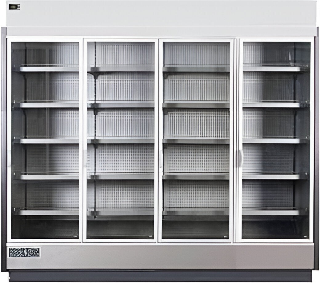 Hydra-Kool - Gray & Silver Four Section Self-Contained, Merchandiser Refrigerator With Rear Door - KGV-MR-4-S