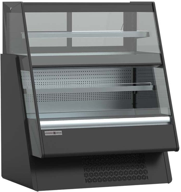 Hydra-Kool - Silver & Black Vertical Open Over-Under Merchandiser In, Self-Contained With 4 Shelves Refrigerated - KGL-OU-36-G - DISCONTINUED