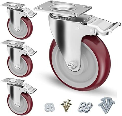IKON - 5" Non-Adjustable Swivel, (2) Braked Fryer Casters, Pack of 4 - 119-0021