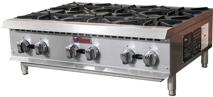 IKON COOKING - 36" 6 Burners Manual Control Gas Hotplate Natural Gas - IHP-6-36
