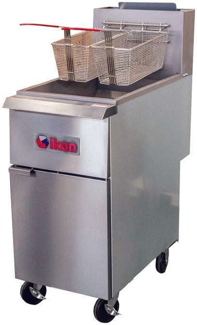 IKON COOKING - 75-80 lb Stainless Steel Gas Floor Full Pot Fryer - IGF-75/80
