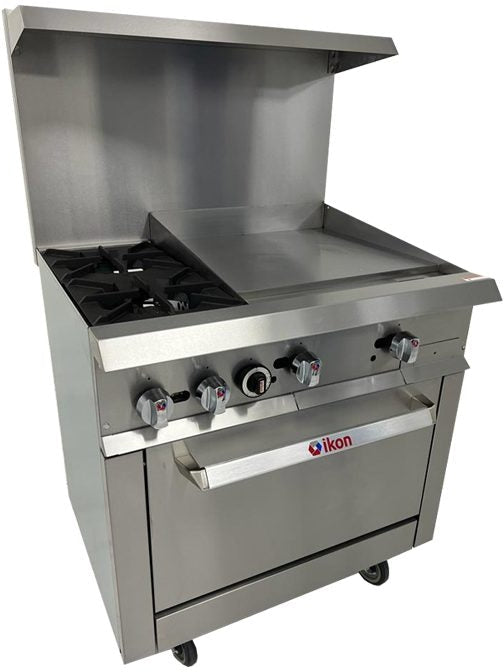 IKON COOKING - Gas Range 36" - 2 Burners - 24" Manual Griddle - IR-2B-24MG-36 (Pre-Order Now, ETA Mid Jan)