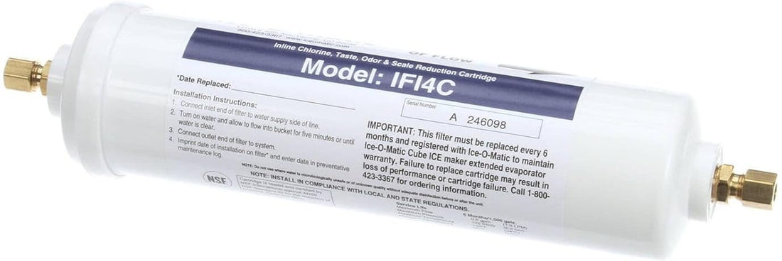 Ice-O-Matic - 1/4" Size Compression Inline Single Ice Machine Water Filter Cartridge - IFI4C