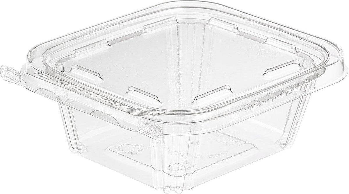 Inline Plastic - 16 Oz Tamper Clear Square Hinged Container, 240/Cs - 073857