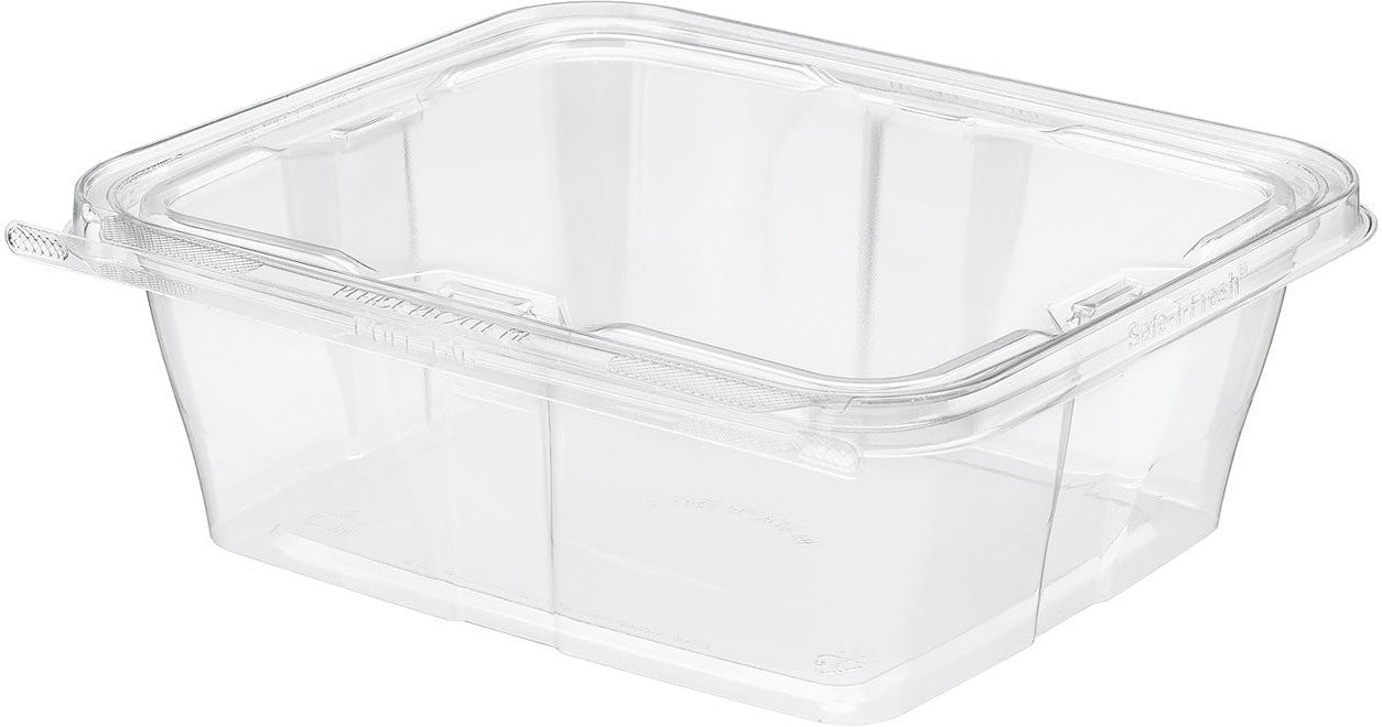 Inline Plastic - 64 Oz Tamper Clear Square Hinged Container, 150/Cs - TS64