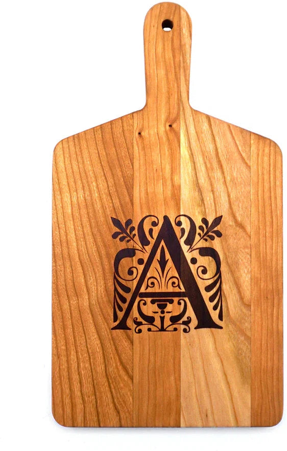 J.K. Adams - "A" Cherry Monogram Cheese Board Gift Set - MCB-1106-CY-A