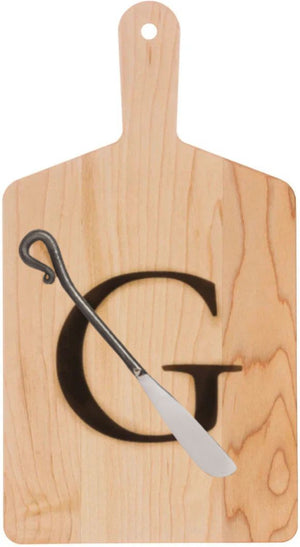 J.K. Adams - "G" Monogram Cheese Board Gift Set with Knife - MCB-1106-G