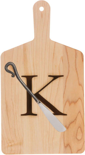 J.K. Adams - "K" Monogram Cheese Board Gift Set with Knife - MCB-1106-K