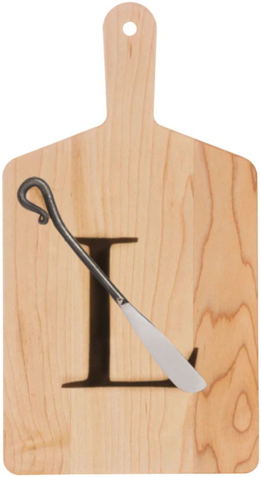 J.K. Adams - "L" Monogram Cheese Board Gift Set with Knife - MCB-1106-L