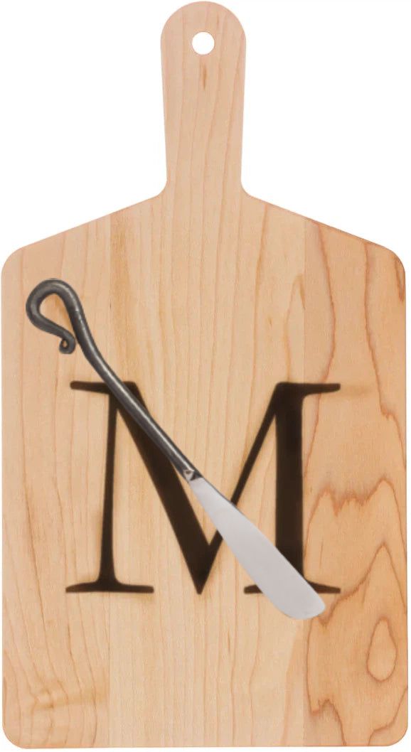 J.K. Adams - "M" Monogram Cheese Board Gift Set with Knife - MCB-1106-M