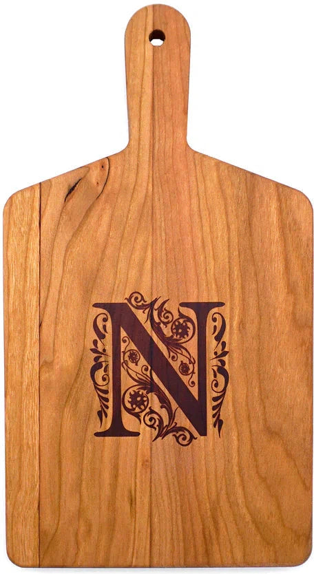 J.K. Adams - "N" Cherry Monogram Cheese Board Gift Set - MCB-1106-CY-N