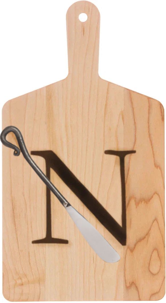 J.K. Adams - "N" Monogram Cheese Board Gift Set with Knife - MCB-1106-N