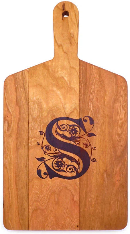 J.K. Adams - "S" Cherry Monogram Cheese Board Gift Set - MCB-1106-CY-S