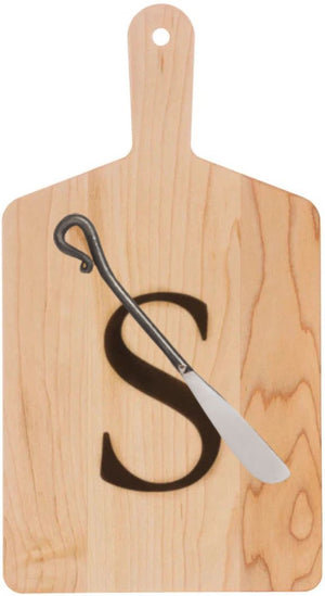 J.K. Adams - "S" Monogram Cheese Board Gift Set with Knife - MCB-1106-S