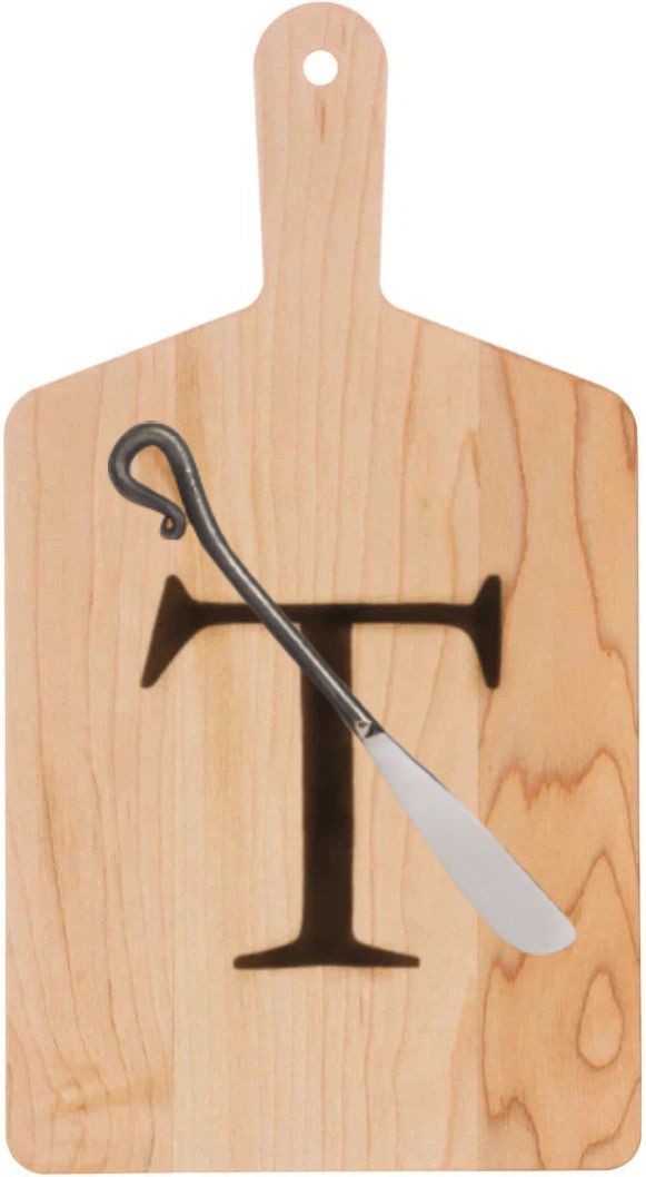 J.K. Adams - "T" Monogram Cheese Board Gift Set with Knife - MCB-1106-T