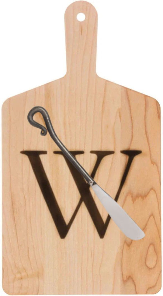J.K. Adams - "W" Monogram Cheese Board Gift Set with Knife - MCB-1106-W