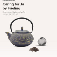 Ja By Frieling - Arare 40 Ounce Blue/Gold Cast Iron Teapot with Stainless Steel Infuser - J25570