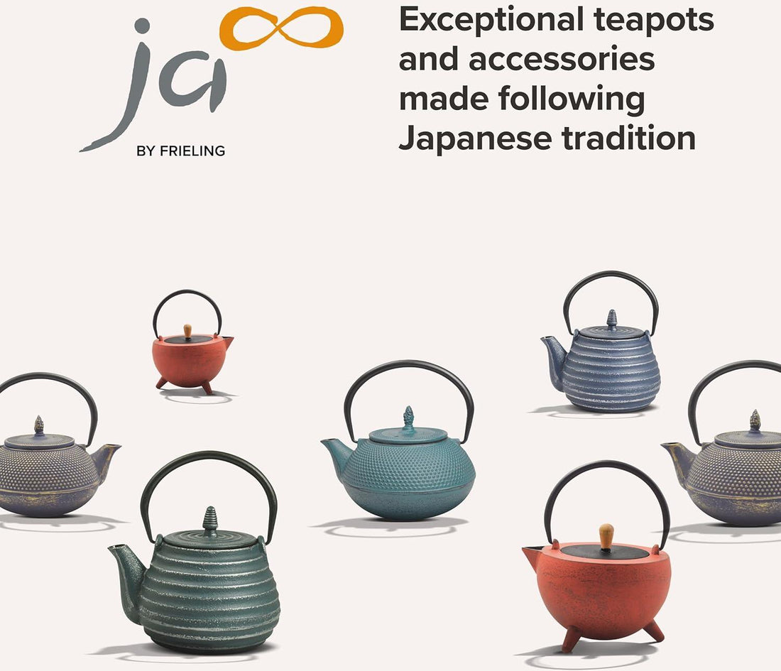 Ja By Frieling - Arare 40 Ounce Blue/Gold Cast Iron Teapot with Stainless Steel Infuser - J25570