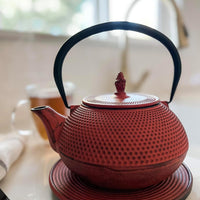 Ja By Frieling - Arare 40 Ounce Red Cast Iron Teapot and Trivet with Stainless Steel Infuser - J25910