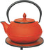 Ja By Frieling - Arare 40 Ounce Red Cast Iron Teapot and Trivet with Stainless Steel Infuser - J25910