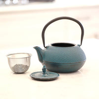 Ja By Frieling - Arare 40 Oz Teal Cast Iron Teapot with Stainless Steel Infuser - J25313