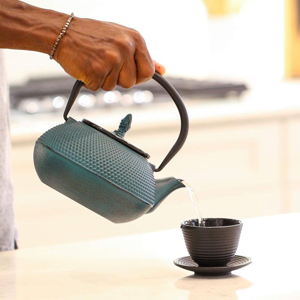 Ja By Frieling - Arare 40 Oz Teal Cast Iron Teapot with Stainless Steel Infuser - J25313