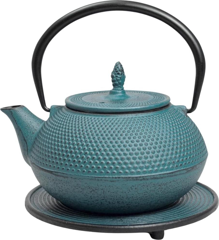 Ja By Frieling - Arare 40 Oz Teal Cast Iron Teapot with Stainless Steel Infuser - J25313