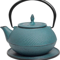 Ja By Frieling - Arare 40 Oz Teal Cast Iron Teapot with Stainless Steel Infuser - J25313