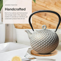 Ja By Frieling - Dim 34 Ounce Cast Iron Mint/Gold Teapot and Trivet with Stainless Steel Infuser - J25735