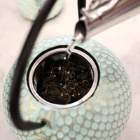 Ja By Frieling - Dim 34 Ounce Cast Iron Mint/Gold Teapot and Trivet with Stainless Steel Infuser - J25735