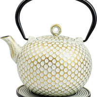 Ja By Frieling - Dim 34 Ounce Cast Iron Mint/Gold Teapot and Trivet with Stainless Steel Infuser - J25735
