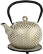 Ja By Frieling - Dim 34 Ounce Cast Iron White/Gold Teapot and Trivet with Stainless Steel Infuser - J25736