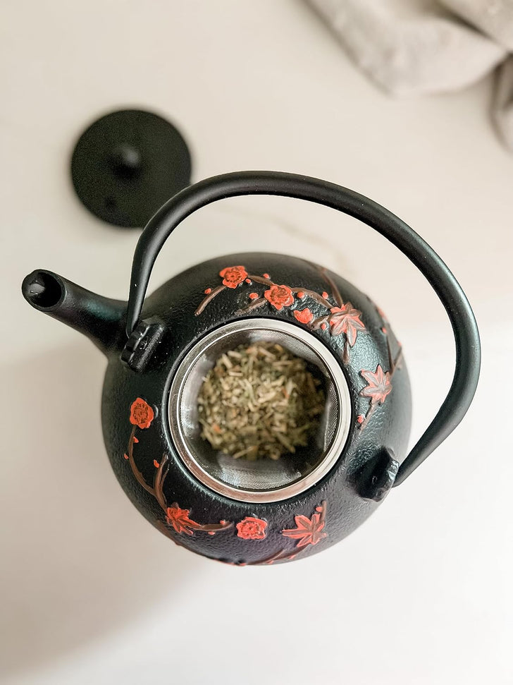 Ja By Frieling - Hama 34 Ounce Black Cast Iron Teapot with Stainless Steel Infuser and Trivet - J25361