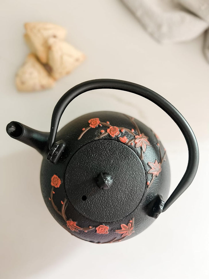 Ja By Frieling - Hama 34 Ounce Black Cast Iron Teapot with Stainless Steel Infuser and Trivet - J25361