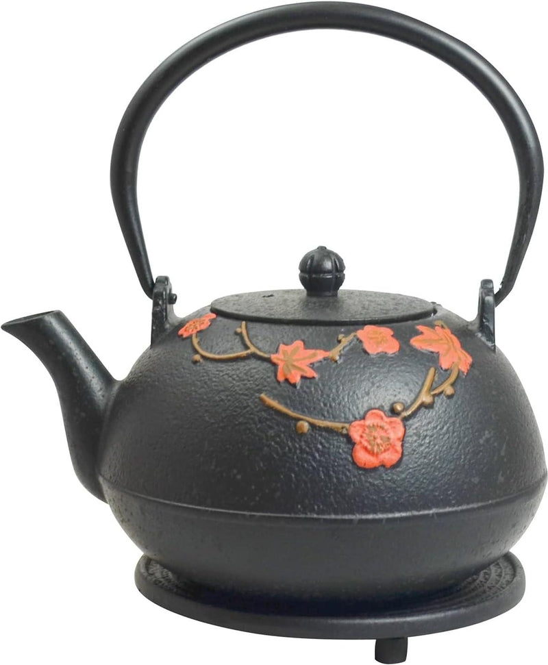 Ja By Frieling - Hama 34 Ounce Black Cast Iron Teapot with Stainless Steel Infuser and Trivet - J25361